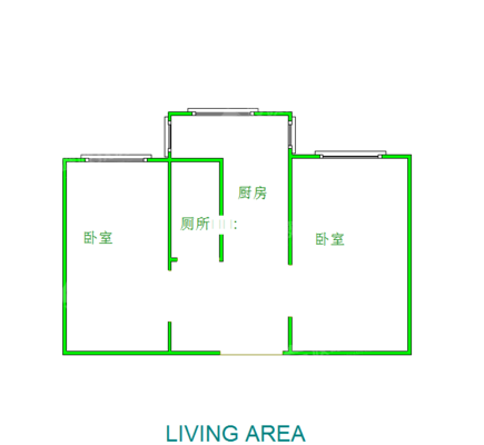 铁路三角线2室1厅1卫56㎡