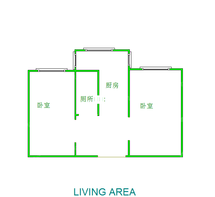 铁路三角线2室1厅1卫56㎡