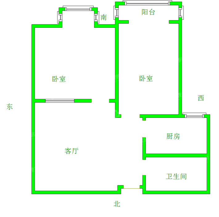 东方世纪城2室2厅1卫81㎡