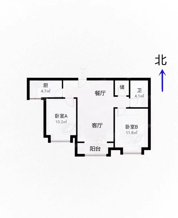 保利拉菲公馆（东区）2室2厅1卫88㎡