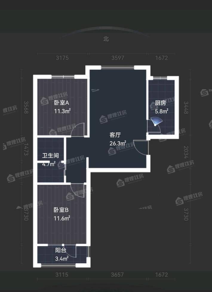 天洲视界城2室1厅1卫89㎡