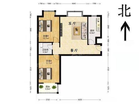 梅迪雅居（瑞景华庭）2室1厅1卫90㎡