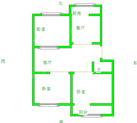 水月寺小区3室2厅1卫107㎡