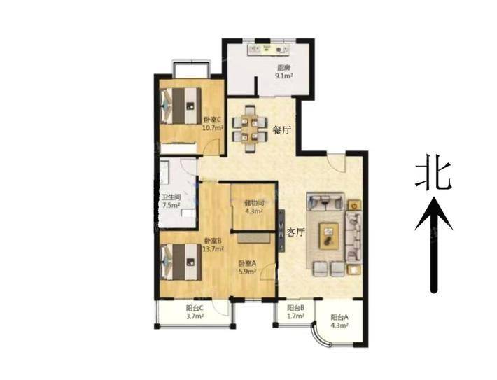 珠峰国际花园3室2厅2卫123㎡