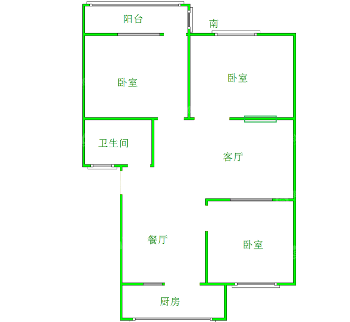 中心家园3室2厅1卫103㎡