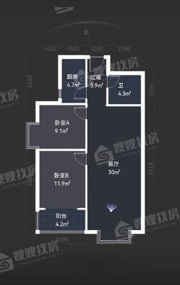 瑞城D区2室2厅1卫93㎡