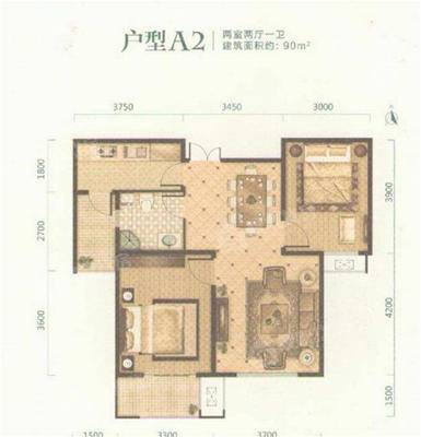 贻成御景狮城2室2厅1卫91㎡