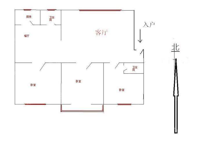 广厦阳光3室2厅2卫122㎡