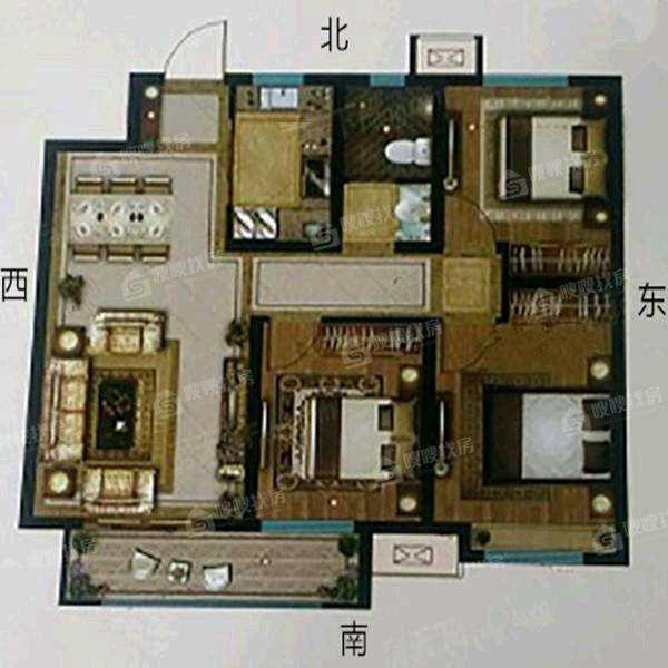 荣盛名邸3室2厅1卫107㎡