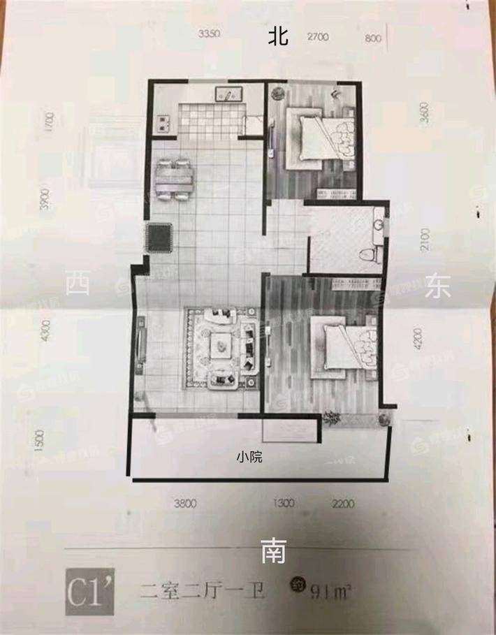 信友城市之光2室2厅1卫89㎡