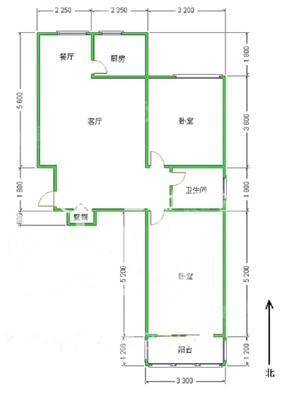 美景东方2室2厅1卫95㎡