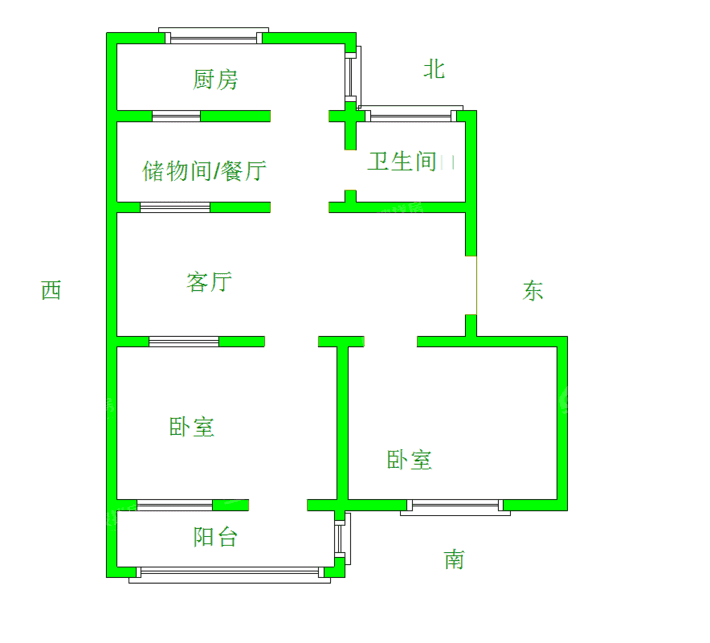 团结西区2室1厅1卫48㎡