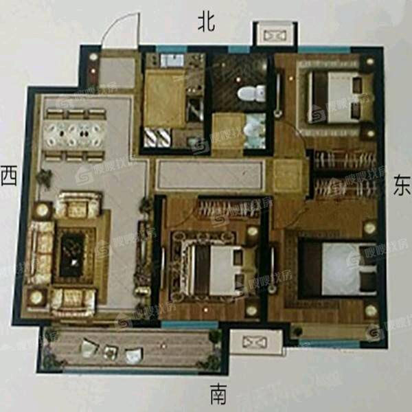 石榴玉兰湾3室2厅1卫106㎡