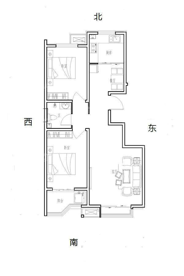 御宇国际三期轩瑞苑2室2厅1卫92㎡