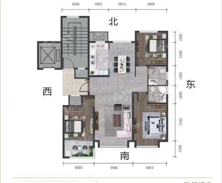 天成玉玺台二期3室2厅2卫114㎡