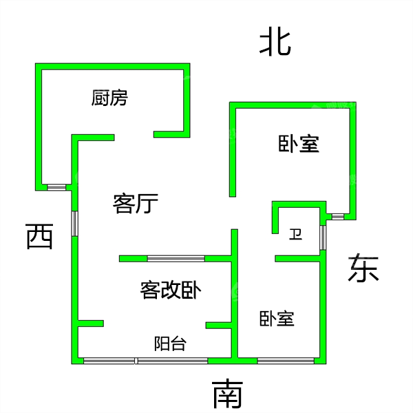 鼓楼上城西院2室2厅1卫119㎡