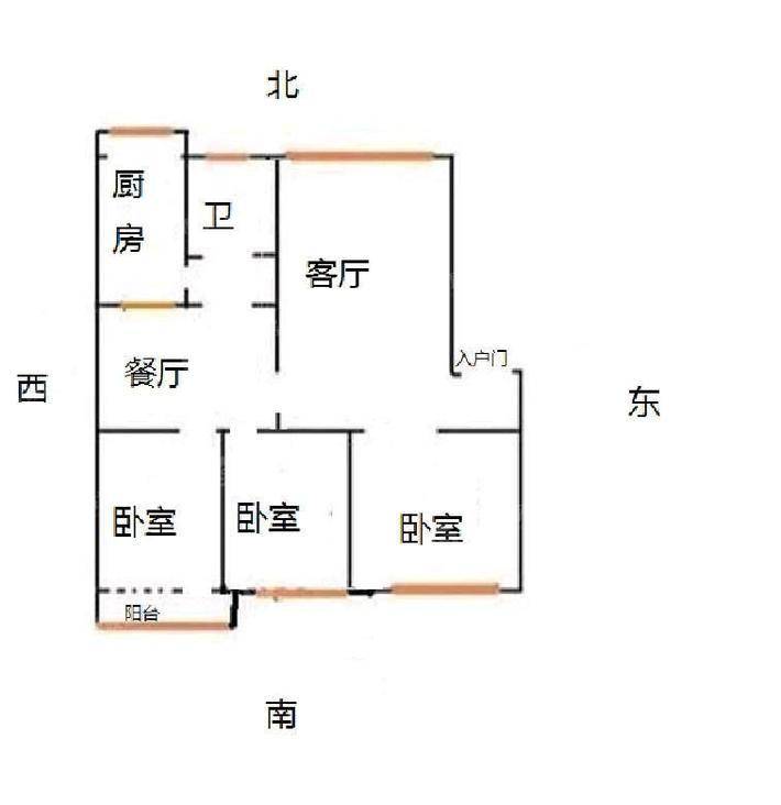 朝阳花园3室2厅1卫115㎡