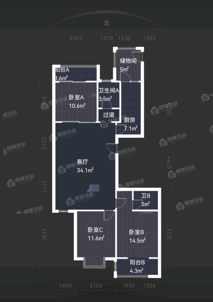 国仕山一期3室2厅2卫136㎡