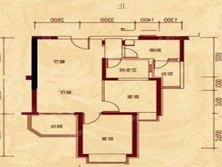 恒大城（商品房）2室2厅1卫92㎡