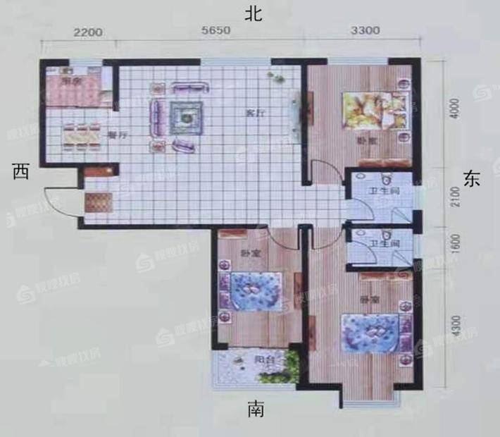 东方世纪城3室2厅2卫125㎡