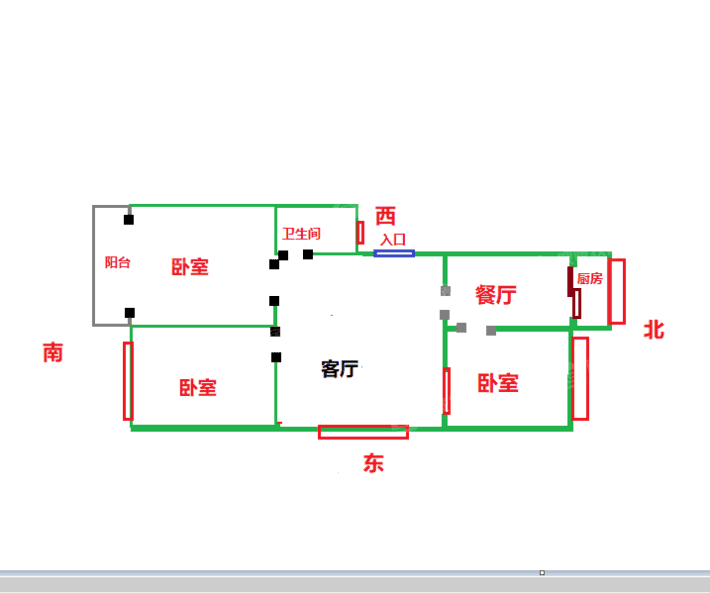 华凯铁东家园（A区）3室2厅1卫91㎡