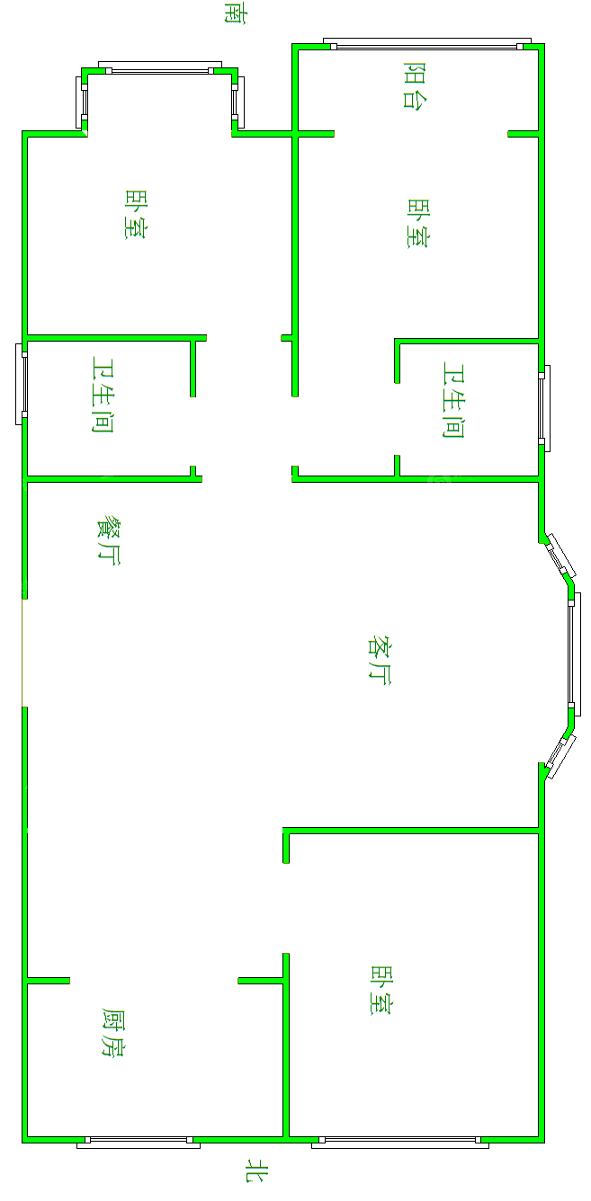孔雀城B区3室2厅2卫125㎡