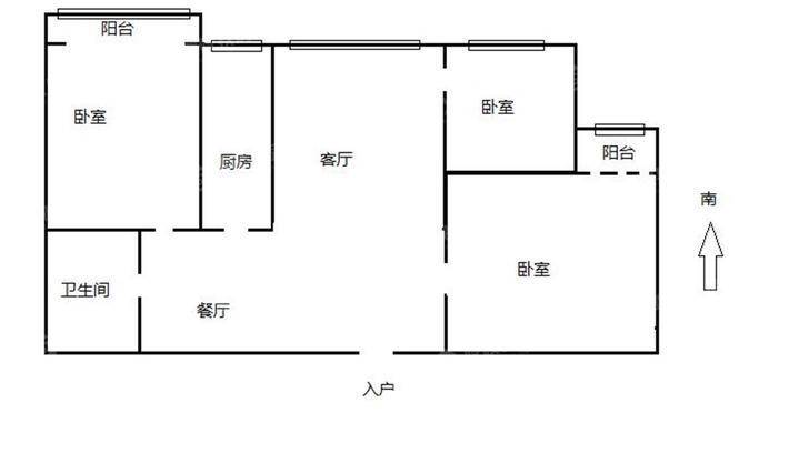 碧峰门棚户区一区2室2厅1卫82㎡