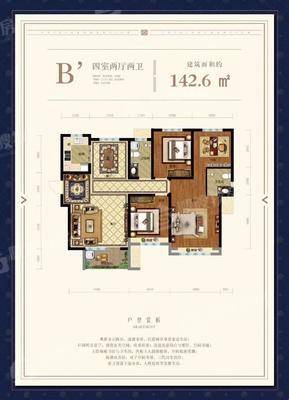 泰享嘉府二期3室2厅2卫142㎡