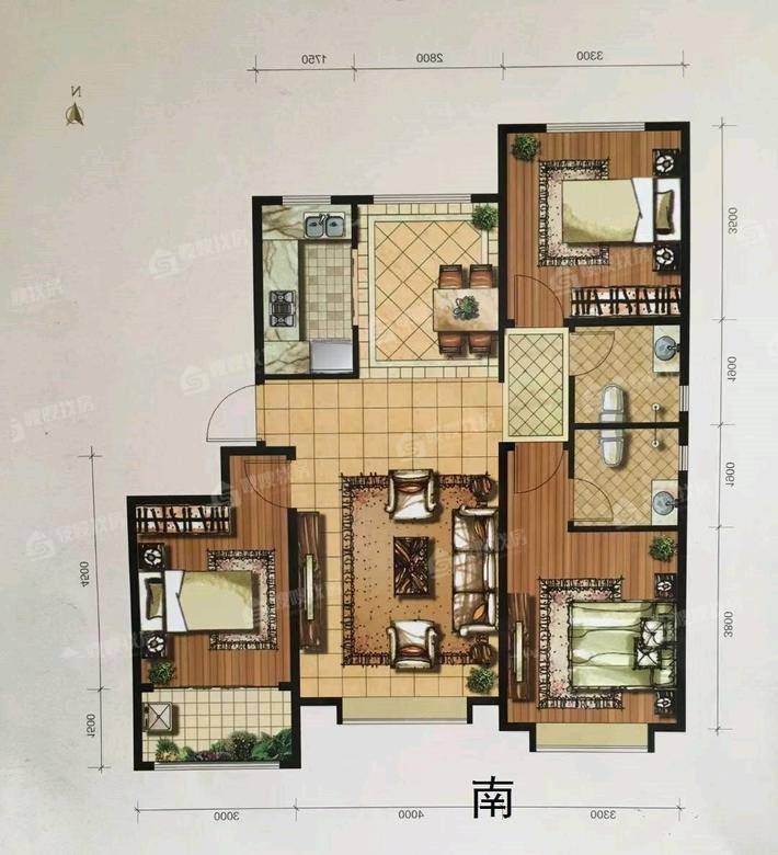 天成和园3室2厅2卫118㎡