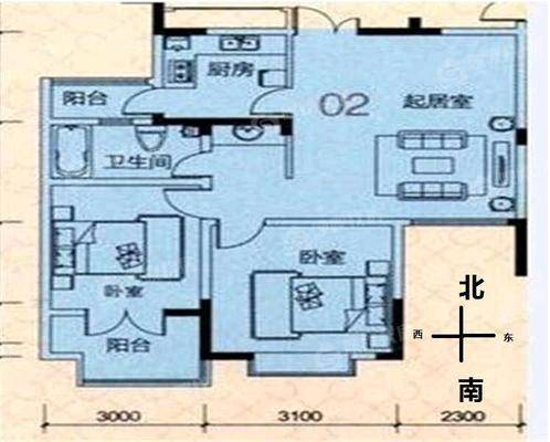 阳光国际2室2厅1卫94㎡