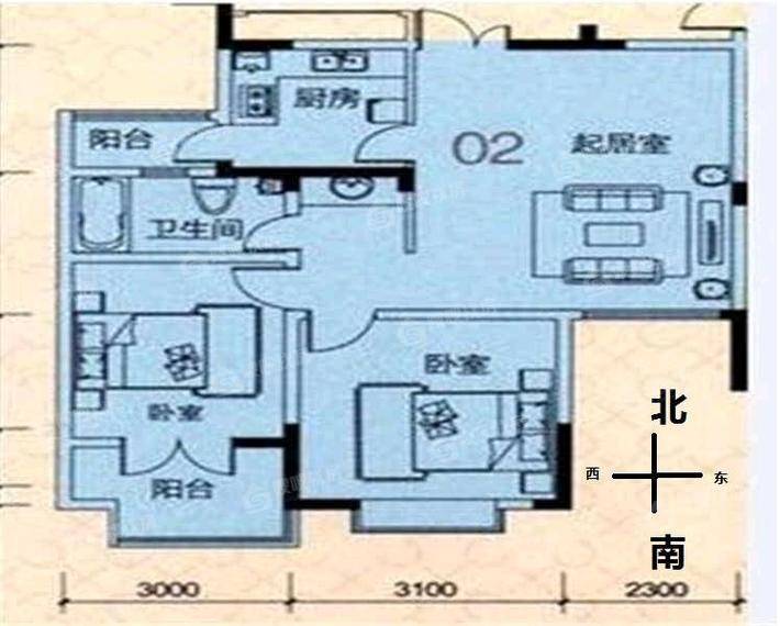 阳光国际2室2厅1卫94㎡