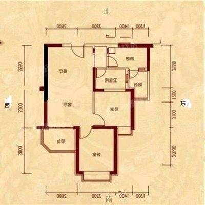 恒大城（商品房）2室2厅1卫93㎡