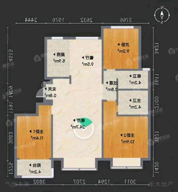 天成玉玺台一期3室2厅2卫123㎡