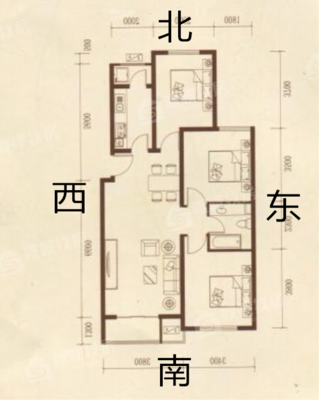 一世界回迁1-15#3室2厅1卫110㎡