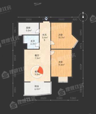 禧福荷堂A区2室2厅1卫67㎡