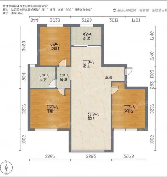 花语馨苑3室2厅1卫112㎡