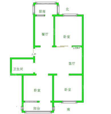 输油公司宿舍2室2厅1卫85㎡