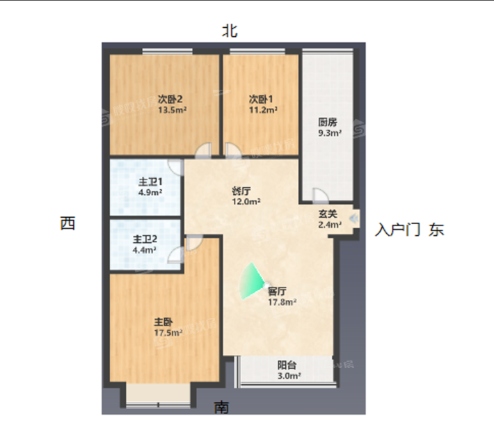 山水芳邻3室2厅2卫124㎡