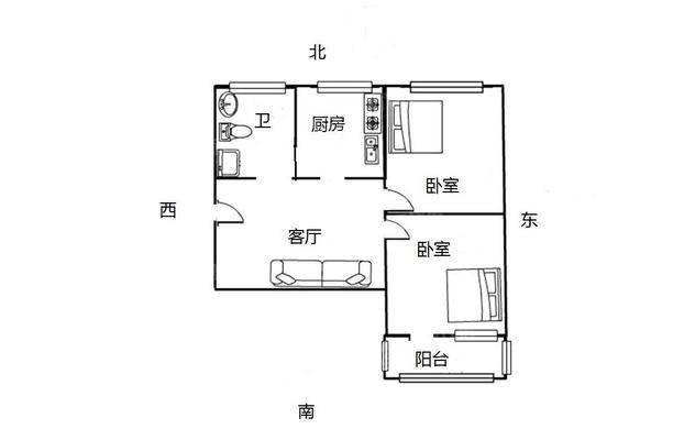 石油二部2室1厅1卫62㎡