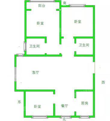 天成明月洲西区3室2厅1卫120㎡