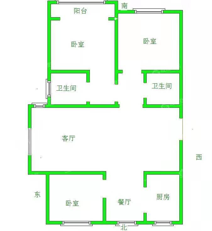 天成明月洲西区3室2厅1卫120㎡