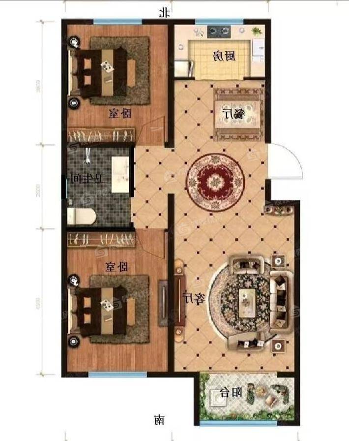 宏宇臻园（西区）2室2厅1卫97㎡