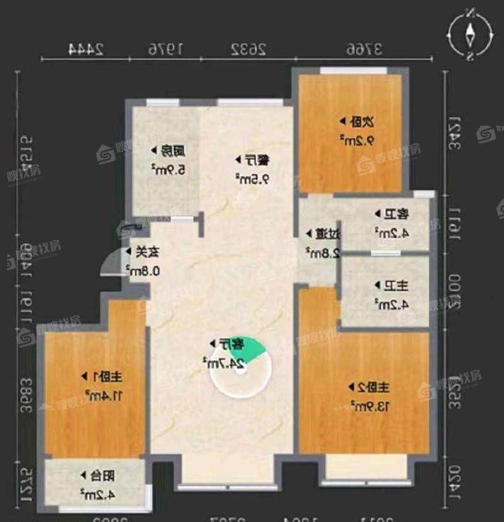 天成玉玺台一期3室2厅2卫126㎡