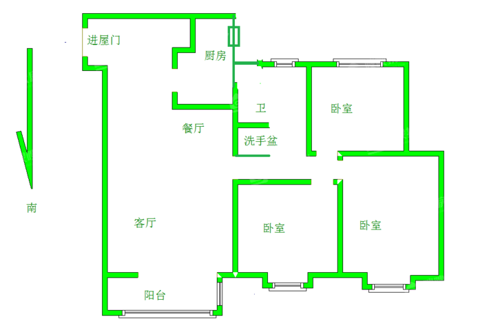新城悦隽时代3室2厅1卫110㎡