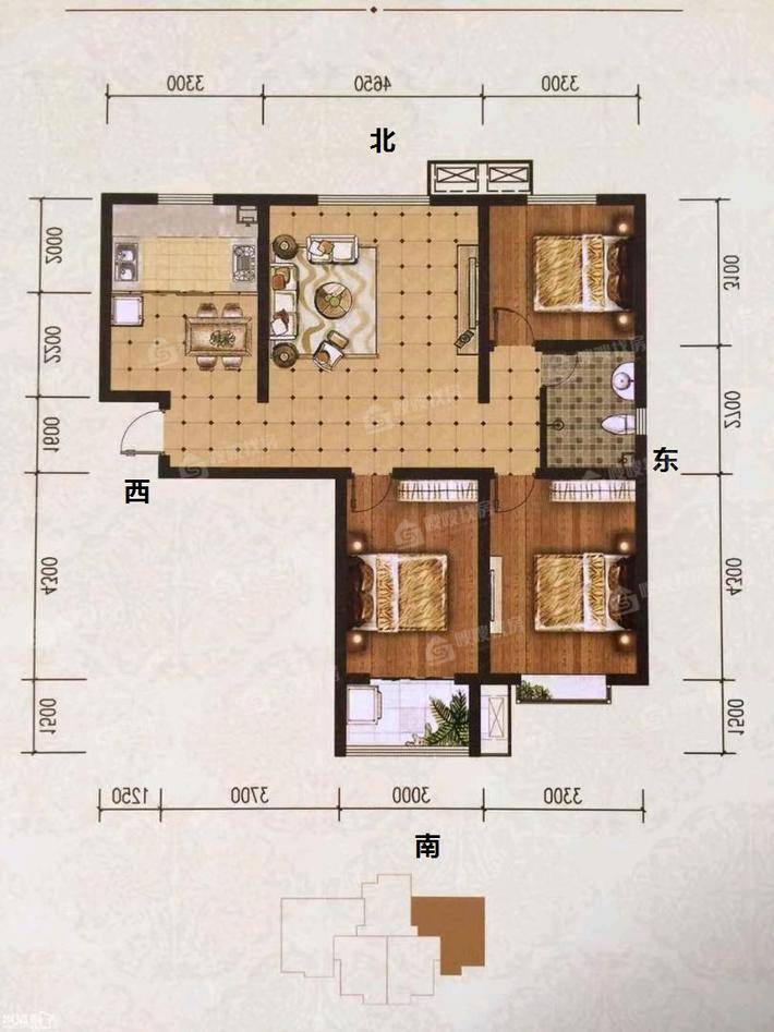 印象青城3室2厅1卫114㎡