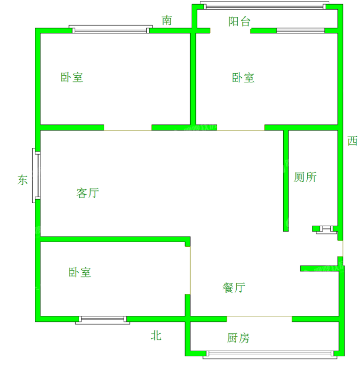 量具厂宿舍3室2厅1卫103㎡