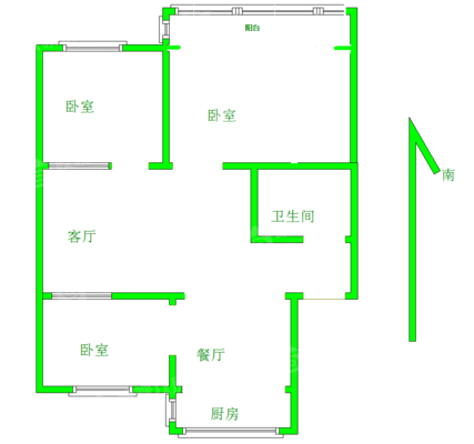 市社小区3室2厅1卫98㎡