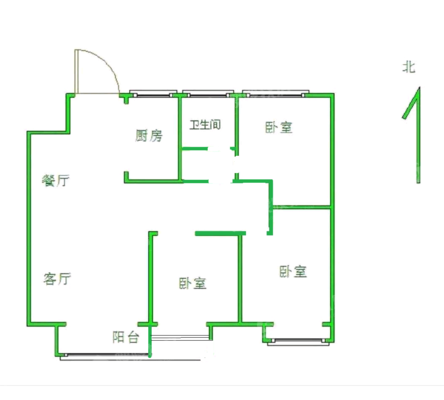 吾悦华府3室1厅1卫96㎡