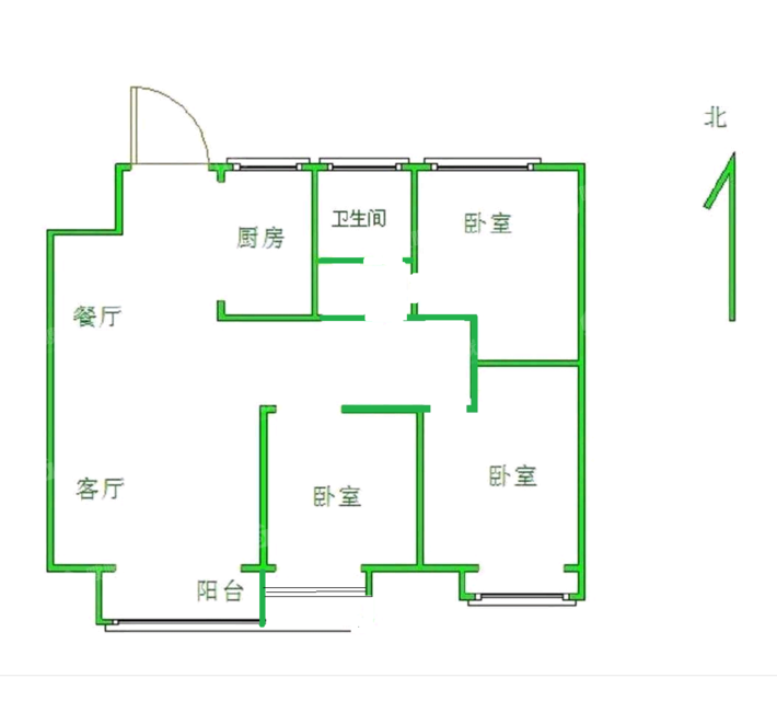 吾悦华府3室1厅1卫96㎡