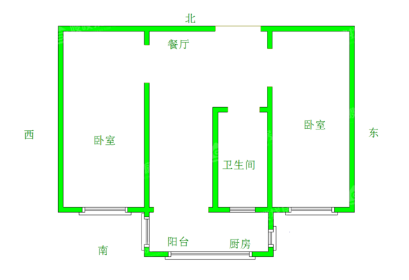 电业局宿舍（维康路）2室2厅1卫59㎡